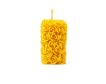 Rose Tower Pillar beeswax candle- Handcrafted, Pillar Candle, Gift For Him Or Her, Home Decor, Decorative Candles