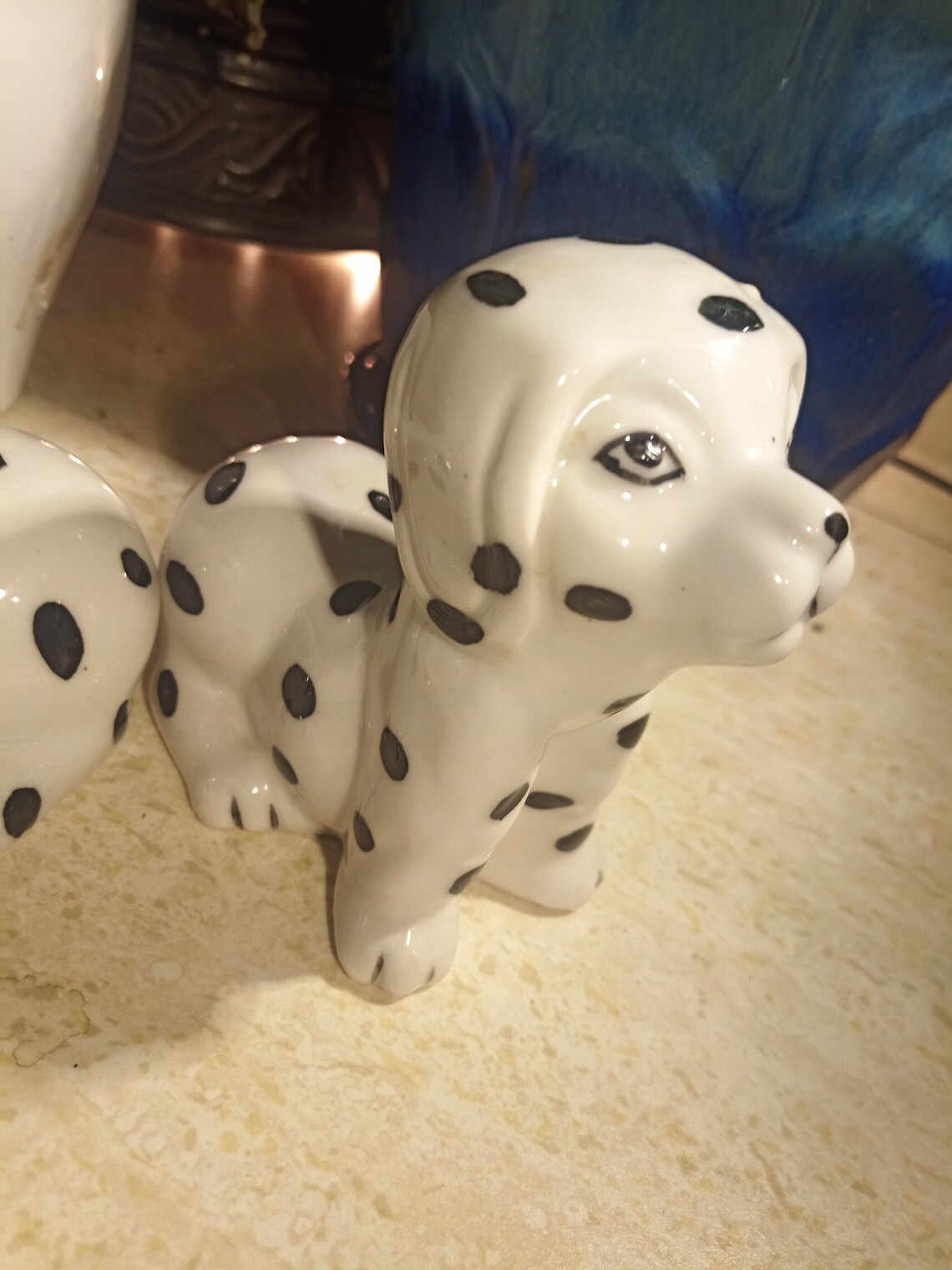 Set of 2 Ceramic Dalmatian Dogs Spotted Porcelain Puppies | Etsy