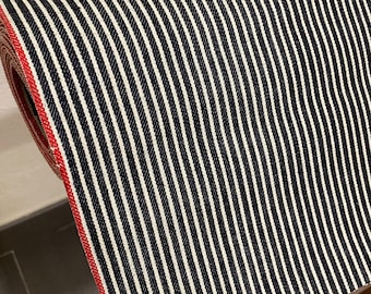 12.5oz - Hickory Stripe Selvedge Denim Fabric - 30"width-  (Sanforized) - MYD302R7A - KSDenim
