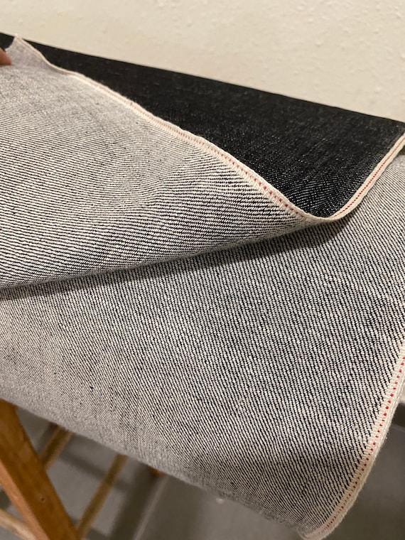 10.5oz - Indigo Black Cross Hatch Selvedge Denim Fabric - 30"width- Summer Weight Denim - MD5188C