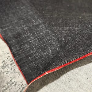 15oz - Cross-hatch slubby Indigo Black Red Selvedge Denim Fabric - 30&quot;width- (Sanforized) - MD987 - KSDenim