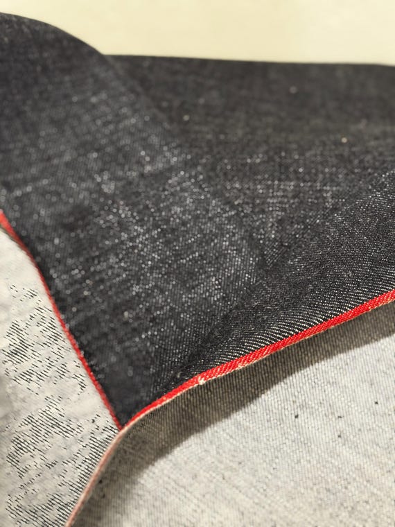 15oz - Cross-hatch Slubby Indigo Black Red Selvedge Denim