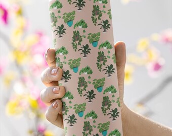 Stampa botanica di piante in vaso, motivo ripetuto senza soluzione di continuità, file per stampa su tessuto a sublimazione, uso commerciale