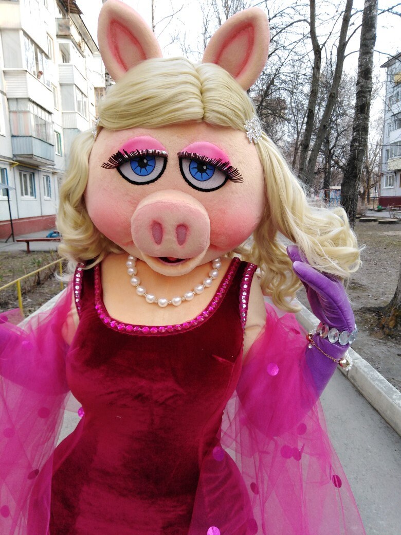 Lady Piggy Mascot Entertainment Een van een soort