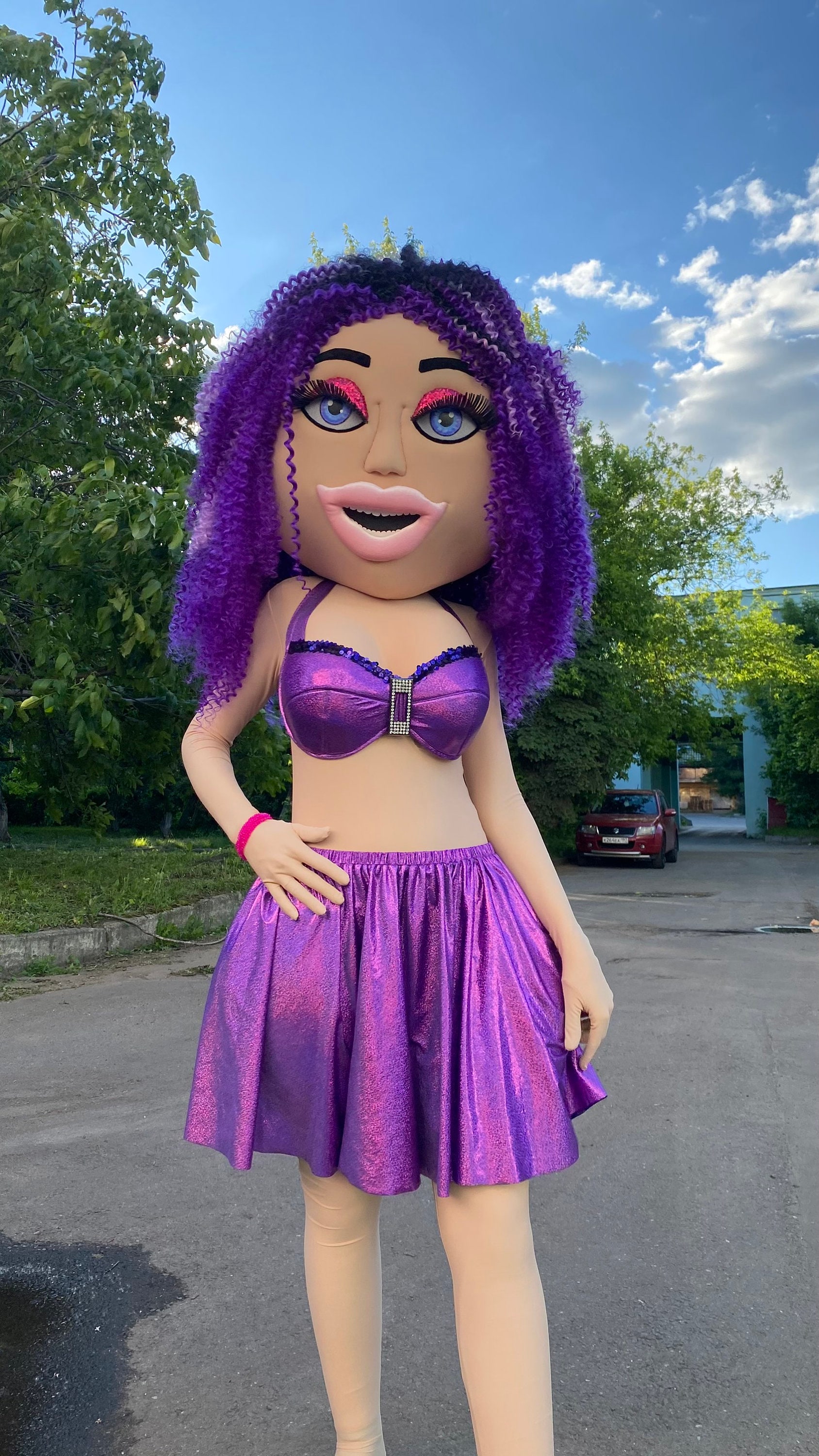 Custom made mascot/Lady with purple hair mascot/ Women mascot Etsy