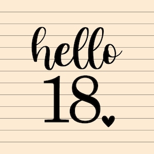 18ème anniversaire Svg et png Fichiers | Bonjour 18 | Fichier de coupe et fichier d’impression par sublimation