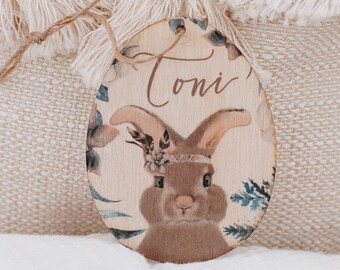 Gepersonaliseerde paaseieren, houten paasei met naam, gepersonaliseerde paashaas, paashanger, paasdecoratie, paascadeau, boho paasei, paaseieren, houten ei