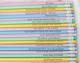 Crayon personnalisé, crayon avec nom, cône scolaire, affirmation, encouragement, écolier, inscription scolaire