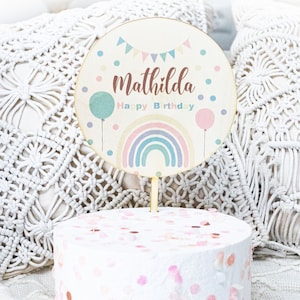 Cake topper arcobaleno pastello, cake topper compleanno, cake topper, cake topper, decorazione torta bambini, cake topper personalizzato