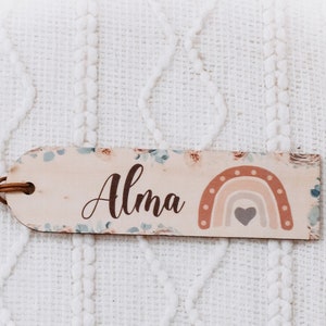 Bookmark with name, rainbow pink, school child, school enrollment gift, school cone