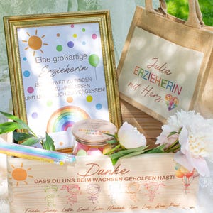 Abschiedsgeschenk Kindergarten Erzieherin Geschenk Abschied Kita Kindergartengeschenk Abschied Erzieherin mit Herz Blumen Geschenk Kita