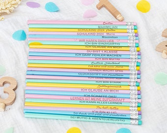 Bleistift personalisiert, Geschenk Einschulung, Bleistift mit Name, Geschenk Schultüte, Schulkind 2024, Pastell Bleistifte, Affirmation