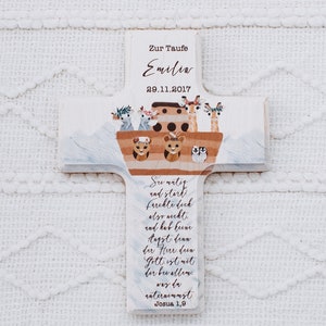 Baptism cross, baptism cross, baptism gift, baptism saying, godparent gift, Noah's Ark, communion, wooden cross, baptism gift, baby gift, birth, baptism