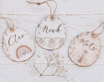 Paaseieren gepersonaliseerd, Paaseihout met naam, Paashaas, Pasen, Paashanger, Paasdecoratie, Paascadeau, Paasei Boho, Paaseieren, houten ei, ei, konijn