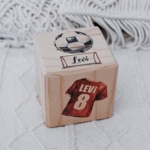 Hucha de fútbol, hucha con nombre, hucha infantil, hucha de bautizo, hucha de fútbol, regalo para bebé, hucha de madera personalizada