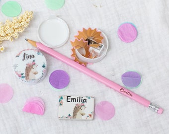 Schoolchild 2024, personalized pencil, eraser with name, personalized sharpener, gifts for school enrollment school cone horse