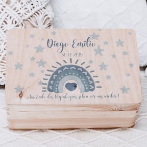 Recuerdo niño estrella, caja de recuerdos, caja de recuerdos pequeña, arco iris, estrella, caja de luto, recuerdo