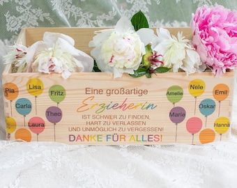 Abschiedsgeschenk Kindergarten Geschenk Abschied Kita Abschiedsgeschenk Erzieherin Holzkiste  Blumenkasten Kita Geschenk Erzieherin Abschied