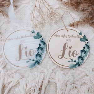 Personalized Wooden Tags, My First Christmas, Christmas Tree Tags with Names, Wooden Acrylic Christmas Bauble