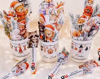 Banners de Calendario de Adviento Duplo | Calendario de Adviento Navideño DIY | Banners Duplo para imprimir con 24 frases y plantillas vacías