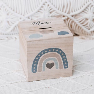Money box, money box with name, money box children, money box baptism, money box rainbow