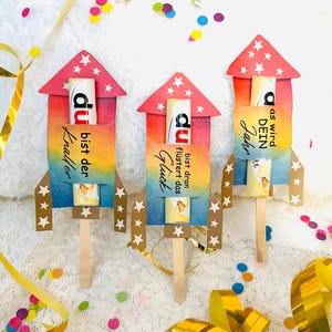 Duplo banner, New Year&#39;s Eve rocket, New Year&#39;s Eve party favor, DIY New Year&#39;s rocket, download Duplo sayings, table decoration, New Year&#39;s Eve gift, New Year&#39;s Day present