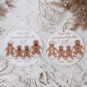 Our first Christmas as a family of four, Christmas bauble with name, Christmas, personalized wooden pendants, Christmas tree pendants, Christmas decorations