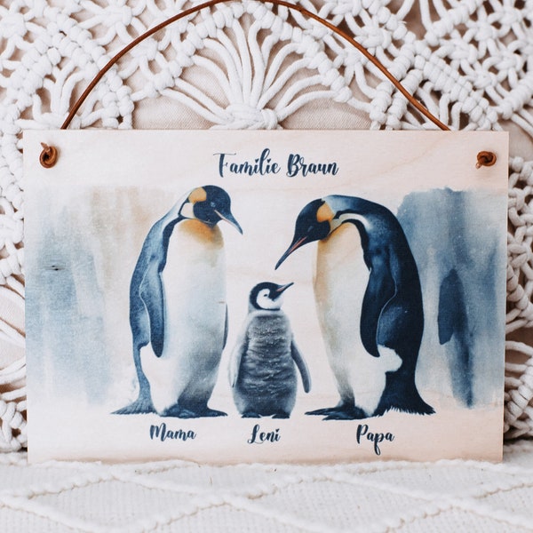 Türschild Familie, Willkommensschild, Familienschild, personalisiertes Türschild, Familienname, Pinguine