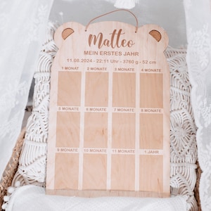 Il mio primo anno, cornice per foto personalizzata, tavola miliare, pietra miliare, regalo di nascita, cornice il mio primo anno, tavola di legno