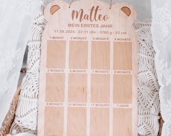 My first year, personalized photo frame, milestone board, milestone, birth gift, picture frame my first year, wooden board
