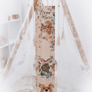Broer of zus meetstok, broer of zus meetstok, meetstok, kindermeetstok Boho, kindermeetstok tweeling, babycadeau, doopcadeau, bosdieren
