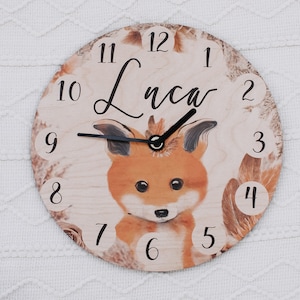 Orologio da parete bambini, orologio da parete cameretta bambini, orologio bambini, orologio da parete volpe, orologio per bambini, orologio da parete personalizzato, orologio in legno, orologio da parete 30 cm, regalo bimbo, battesimo