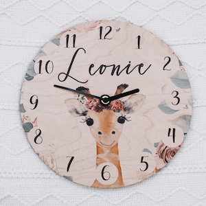 Orologio da parete bambini, orologio da parete camera bambini, orologio bambini, orologio da parete giraffa, orologio per bambini, orologio da parete personalizzato, orologio in legno, orologio da parete 30 cm, regalo bimbo, battesimo