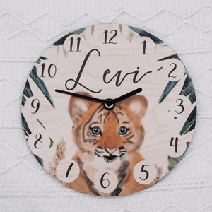 Orologio da parete bambini, orologio da parete cameretta bambini, orologio bambini, orologio da parete tigre, orologio per bambini, orologio da parete personalizzato, orologio in legno, orologio da parete 30 cm, regalo bimbo, battesimo