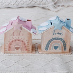 Money box, personalized money box, child money box, wooden money box, baby gifts, baby money box, baptism