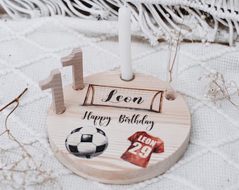 Geburtstagsteller,Kerzenteller,Geburtstagsteller Kind,Geburtstagsteller Holz,Geburtstagsteller Kerze,Geburtstag Kind, Fußball