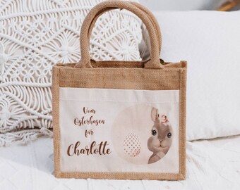 Paastas, Paasmand, Paascadeau, Paasnest, Paasmand, Paasdecoratie, jute tas, Paastas gepersonaliseerd met naam