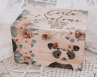 Caja de recuerdos, caja de recuerdos para bebé, regalo para bebé, caja de recuerdos personalizada, caja de recuerdos de panda, caja de almacenamiento para bebé, habitación de bebé