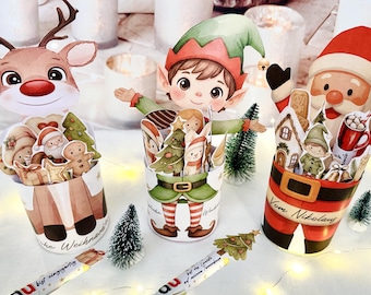 Duplo Christmas Wrapper 3-Piece Set Santa Claus Reindeer Elf DIY Chocolate Wrapping Advent Calendar Secret Santa Christmas Gift PDF Download