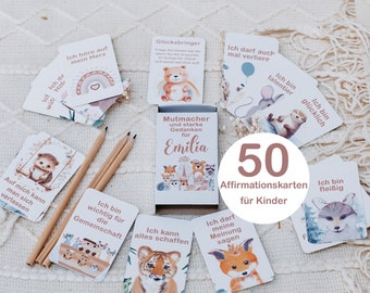 50 Affirmationskarten Kinder,Achtsamkeit Kinder,Starke Gedanken für Kinder,positive Glaubenssätze,  Kinder Mutmachkarten,Geburtstagsgeschenk