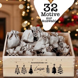 Gepersonaliseerde Adventskalender houten Adventsdoos om te vullen | 32 designs | met/zonder zakjes & cijfers | Kerstkalender met naam