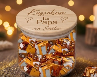 Personalisiertes Vorratsglas Papa Geschenk für Papa Küsschen für Papa Glas mit Name Weihnachtsgeschenk Papa Vatertagsgeschenk personalisiert