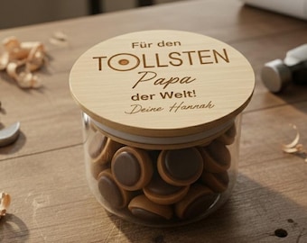 Regalo del Día del Padre para papá: Tarro de almacenamiento personalizado, tarro de caramelos "El mejor papá", cumpleaños del mejor papá