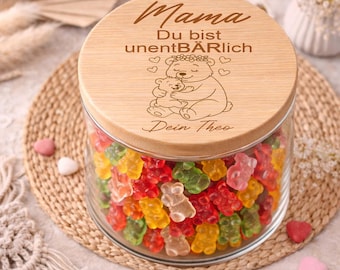 Geschenk für Mama personalisiert Muttertagsgeschenk von mehreren Kindern Vorratsglas Mama du bist unentBÄRlich Familien Geschenk