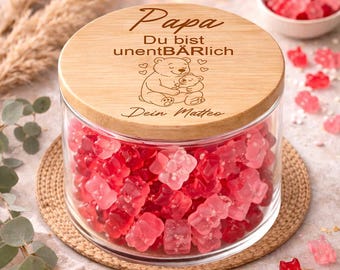 Cadeau personnalisé pour papa - Papa, tu es absolument génial ! Cadeau pour la fête des pères - Bonbons gélifiés en bocal - Cadeau pour papa de la part de son enfant