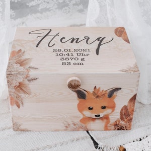 Erinnerungskiste Baby, Erinnerungskiste, Erinnerungsbox, Kinderzimmer Deko, Erinnerungskiste Boho, Erinnerungskisten, Geschenke zur Geburt Fuchs