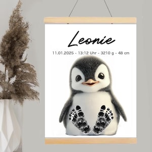 Baby Fußabdruck Set Tiere, Geschenk Geburt, Geburtsposter Fußabdruck Tiere