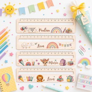 Lesehilfe personalisiert mit Name Lineal Einschulung Geschenk 2026 Leseschablone aus Holz Schulkind Geschenk Lesezeichen Schule Schulanfang