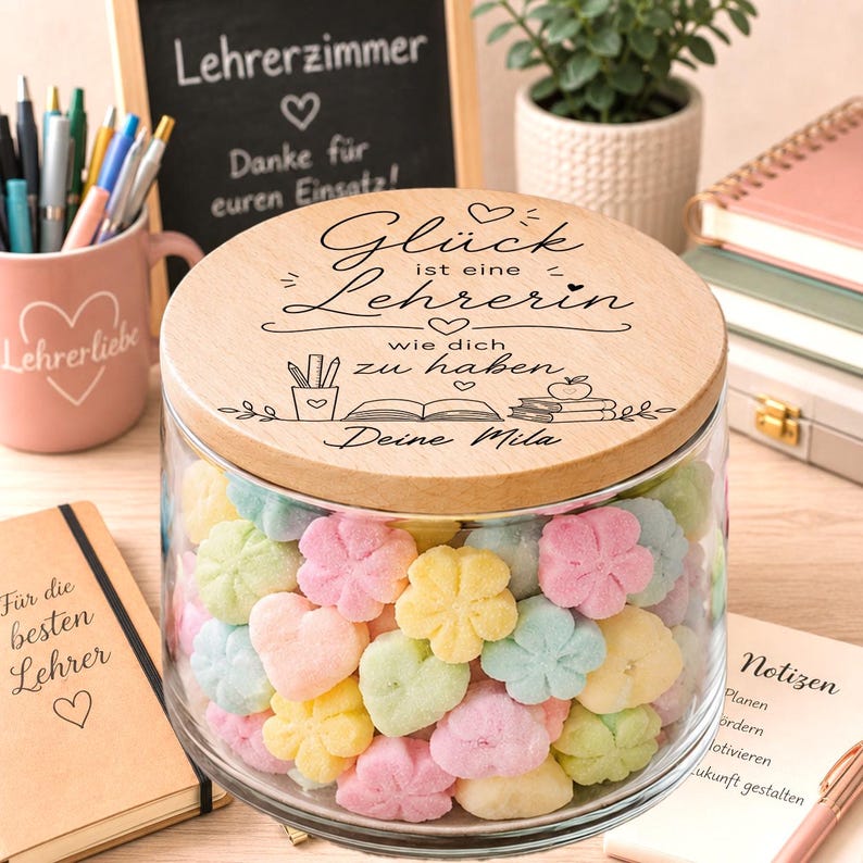 Geschenkidee für Lieblingslehrerin Vorratsglas personalisiert