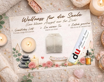Wellness Karte kleine Auszeit PDF Wellness für die Seele Geschenk Freundin Muttertag Valentinstag Mitbringsel
